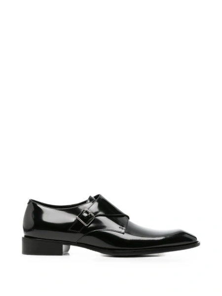 Pantofi Monkstrap Saint Laurent negri din piele