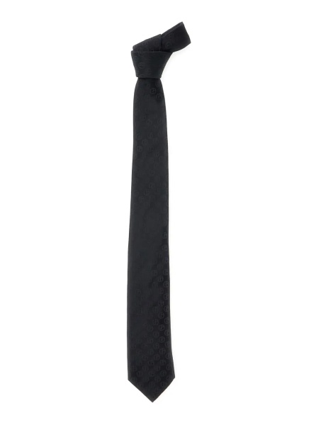 Papioane BlackTie with All-Over Tonal Logo in Silk Man