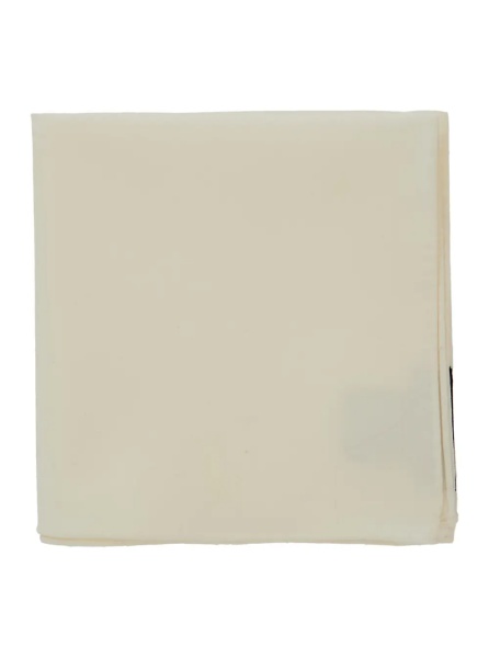 Papioane White Pocket square with internal logo patch in wool for men