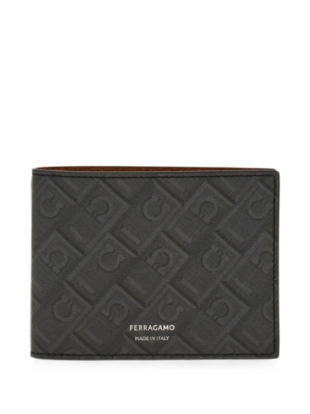 Portofel Ferragamo gri din material textil