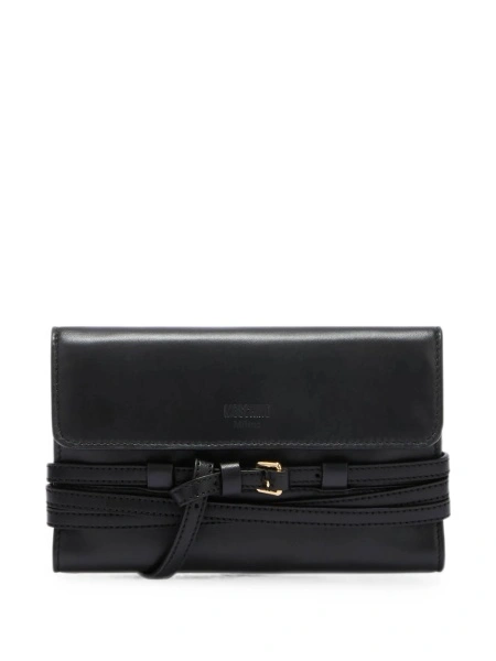 Portofel Moschino negru din piele si poliuretan