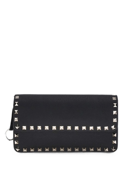 Portofel Valentino Garavani Rockstud negru din piele