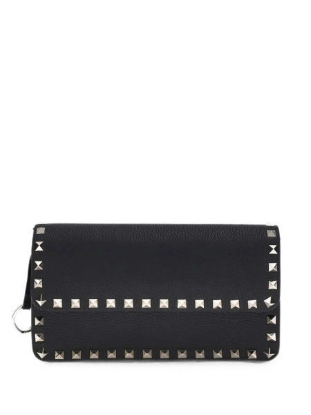 Portofel Valentino Garavani Rockstud negru din piele
