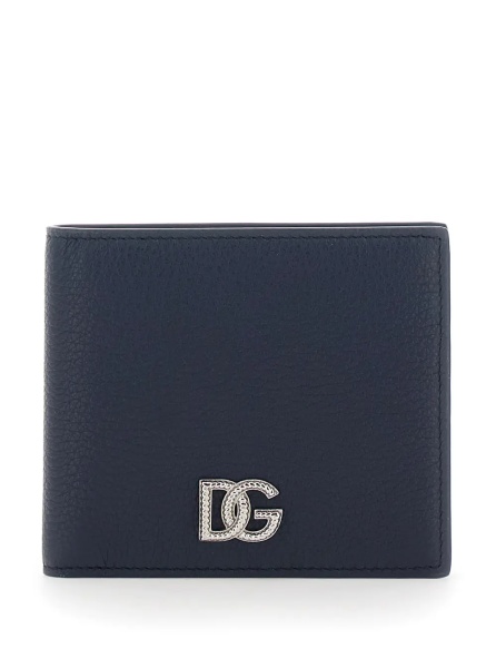 Portofele Blue Bi-Fold Wallet with Logo Plate on the Front in Leather for Men