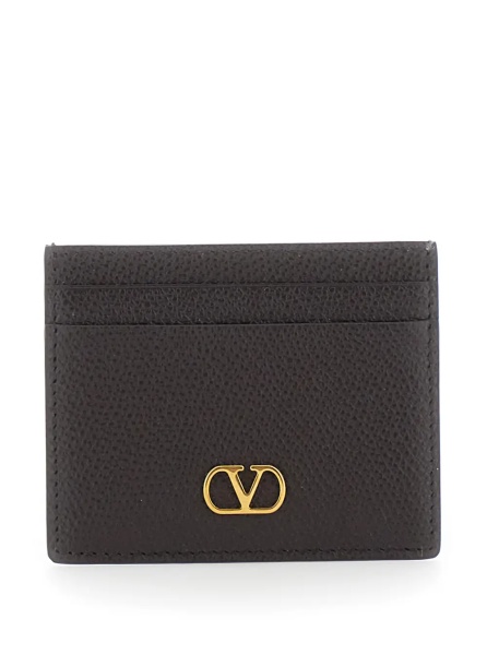 Portofele brown Cardholder with VLOGO on the front in leather for women
