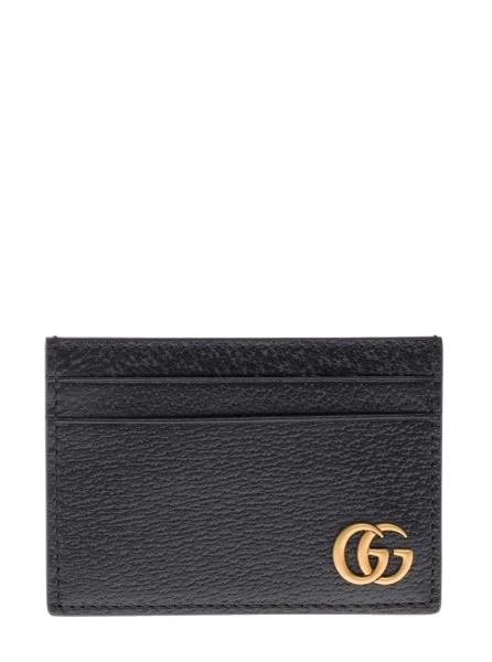 Portofele Card holder with GG plaque on the front in Black Leather for Men