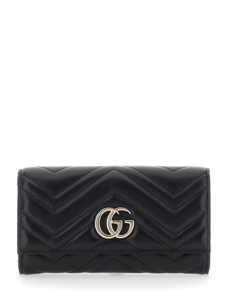 Portofele 'GG Marmont Continental' black Wallet with quilted design and GG logo in leather for women