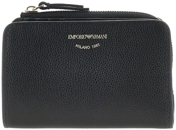 Portofele Grained leather bi-fold wallet