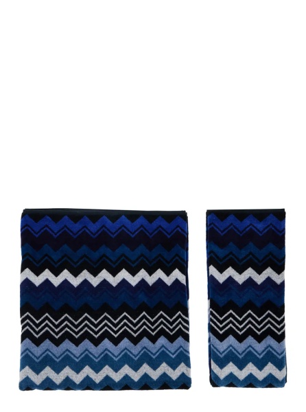 Prosoape Giacomo Towel with Blue and Black Stripes in Unisex Cotton