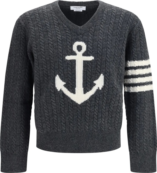 Pulover 4-Bar merino wool Sweater with Anchor motif