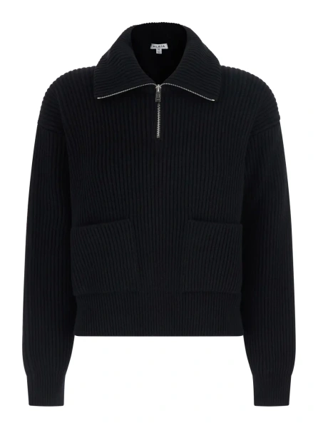 Pulover Black cashmere wool V-neck trucker jumper for women