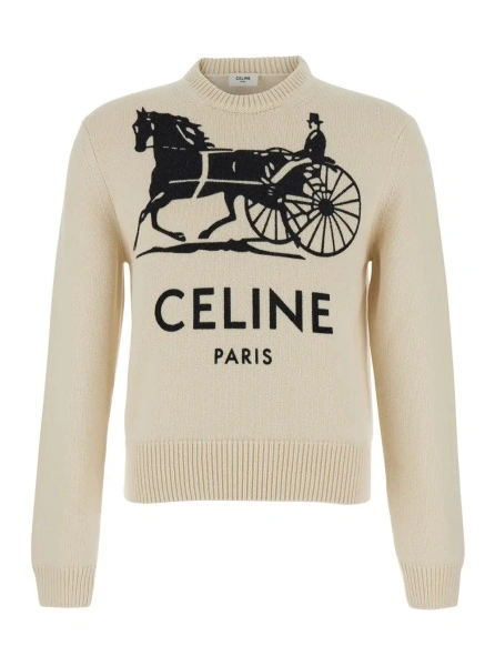 Pulover Céline alb din lana