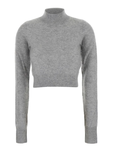 Pulover 'Gubbio' Grey Cropped Sweater with High Neck in Cashmere Woman