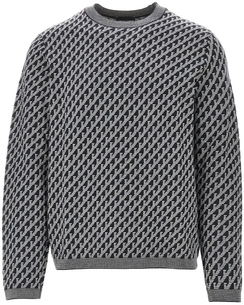Pulover Jacquard wool crewneck sweater