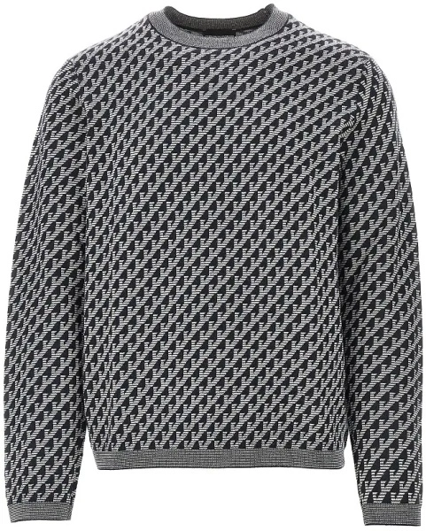 Pulover Jacquard wool crewneck sweater