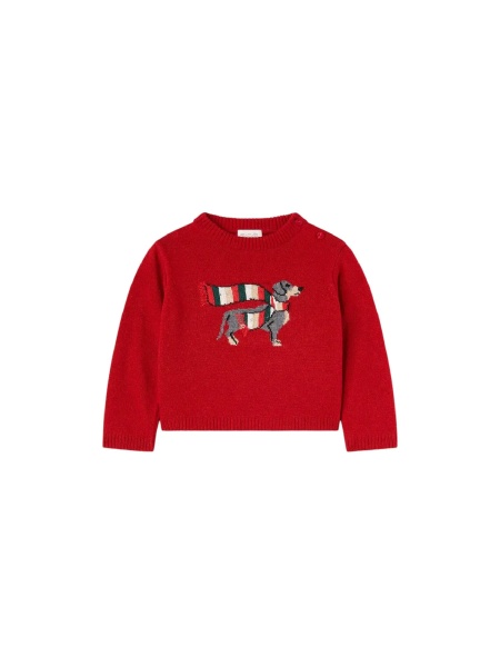 Pulover RED GRAPHIC CREW-NECK SWEATER