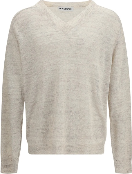 Pulover Rue v-neck soft cyclone linen Sweater