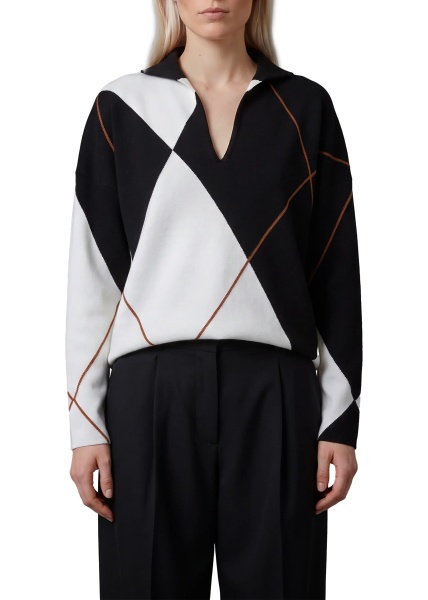 Pulover Sala Soft Sweater In Argyle Wool Yarn