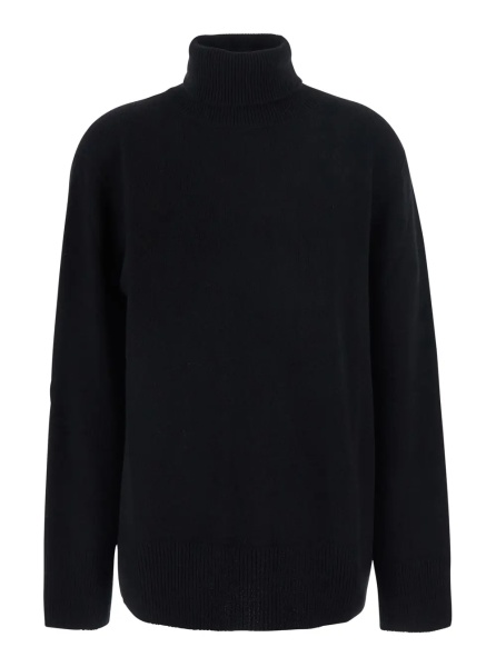 Pulover 'STEPNY' black Sweater with ribbed design and high collar in wool and cashmere for women