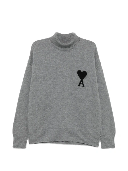 Pulover tricotat AMI Paris ami de coeur gri