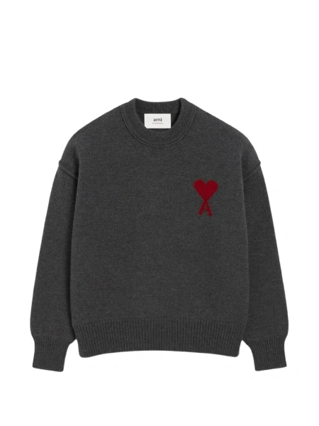 Pulover tricotat AMI Paris ami de coeur gri