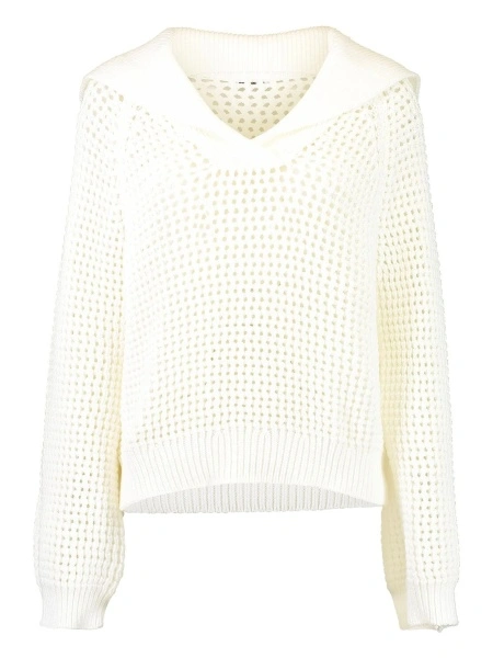 Pulover tricotat Brunello Cucinelli alb