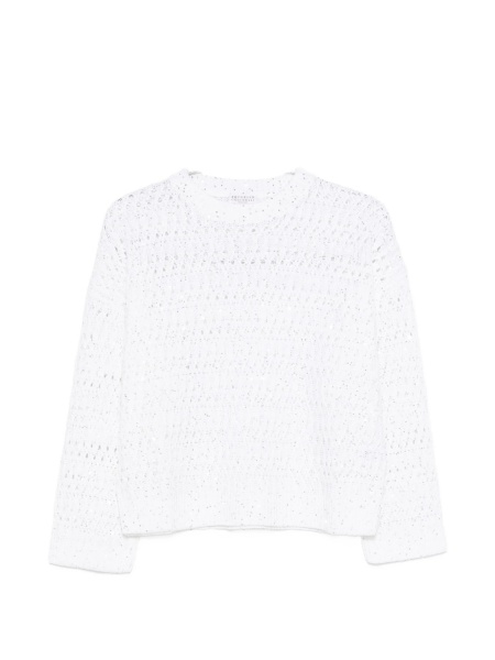 Pulover tricotat Brunello Cucinelli alb
