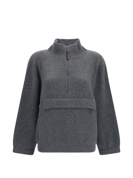Pulover tricotat Brunello Cucinelli gri
