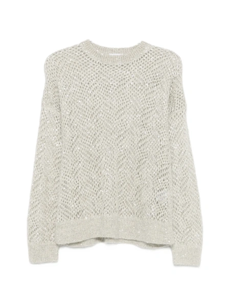 Pulover tricotat Brunello Cucinelli gri