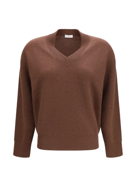Pulover tricotat Brunello Cucinelli maro