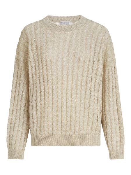 Pulover tricotat Brunello Cucinelli neutru