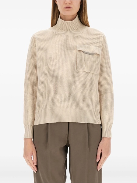 Pulover tricotat Brunello Cucinelli neutru