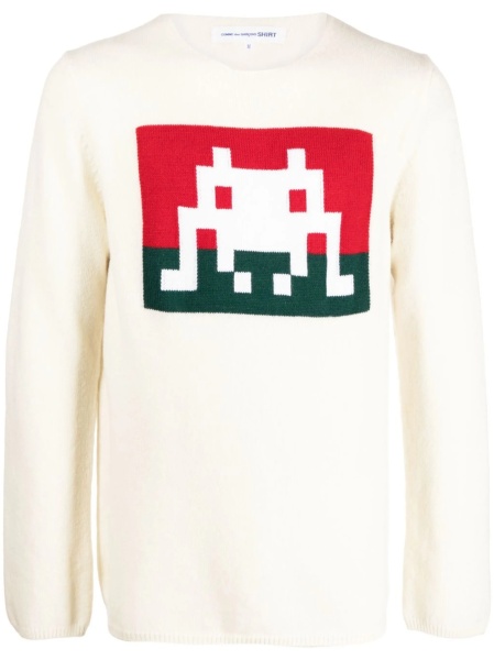 Pulover tricotat Comme des Garçons alb