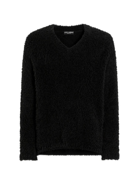 Pulover tricotat Dolce & Gabbana negru din acrilic si alpaca