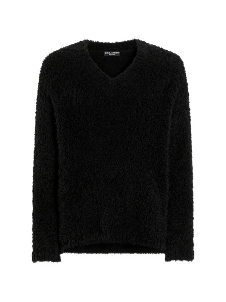 Pulover tricotat Dolce & Gabbana negru din acrilic si alpaca