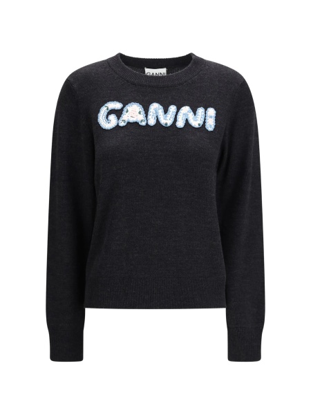Pulover tricotat Ganni gri
