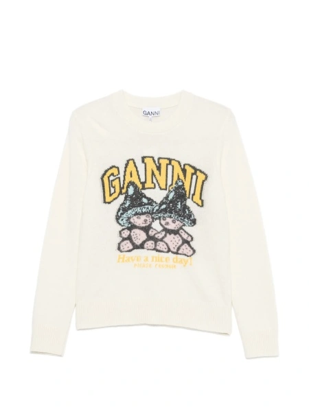 Pulover tricotat Ganni neutru