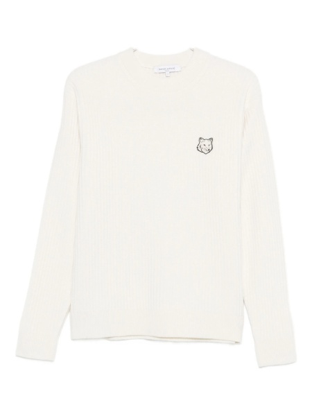 Pulover tricotat MAISON KITSUNÉ alb