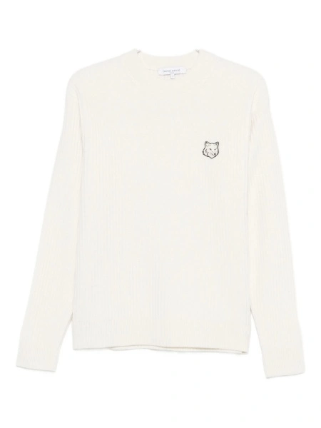 Pulover tricotat MAISON KITSUNÉ alb
