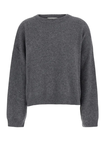 Pulover 'Tristan' Gray Sweater with round neck and Dropped shoulders in blend wool women