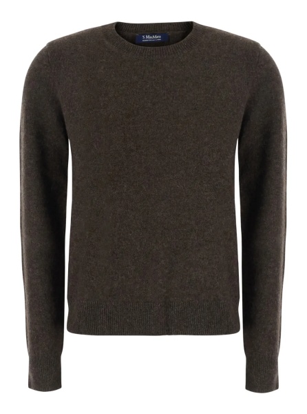 Pulover 'VOLIERA' brown Sweater with crew neck and ribbed details in wool for women