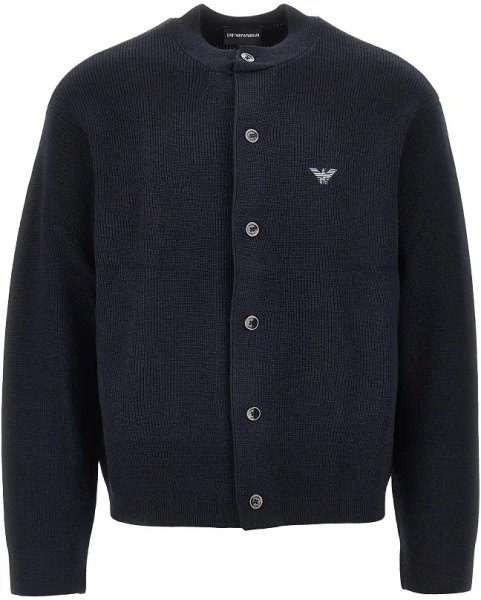 Pulover Wool and cotton crewneck cardigan