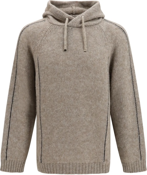 Pulovere Alpaca-knit Hooded Sweatshirt with contrasting trims