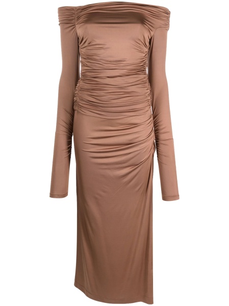 Rochie de ocazie HELMUT LANG maro din vascoza si spandex/elastan
