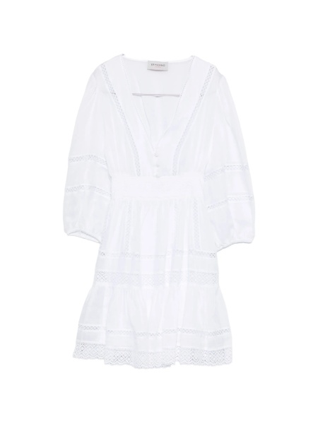 Rochie de zi Ermanno Scervino alba din bumbac si ramie
