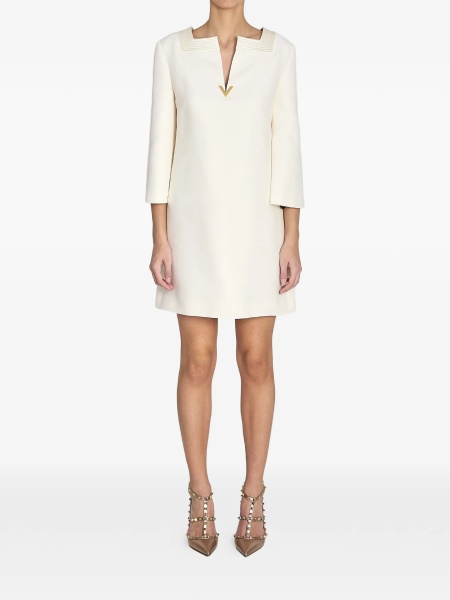 Rochie de zi Valentino Garavani alba din matase si lana