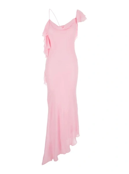 Rochie lunga Self-Portrait roz din georgette