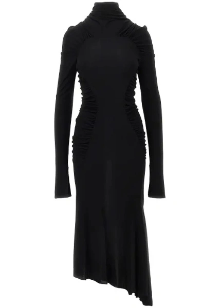 Rochie lunga Victoria Beckham neagra din jerse crep