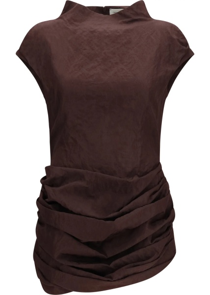 Rochii Draped Mini Dress with high collar