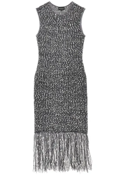 Rochii Fringed knit midi dress